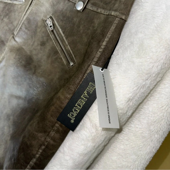 NWT BLANKNYC Zip Pocket Faux Leather Mini Skirt in Wild World Green Brown Y2K 26 - Picture 14 of 15